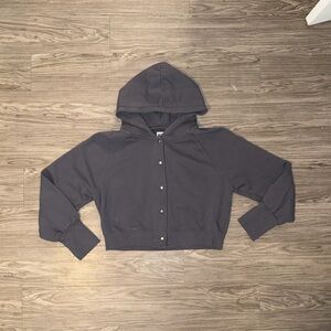 NSF Luz Bomber Jacket Grey Women’s Size XL 100% Cotton Button Front Hooded